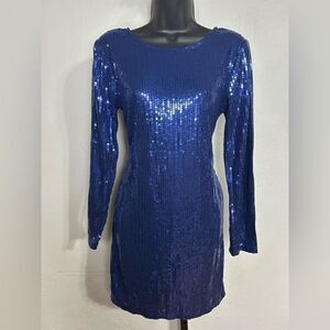 Venus Royal Blue Sequins Mini Dress Size M